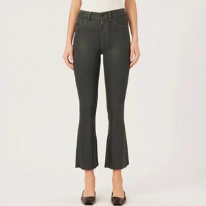 DL1961 Bridget Boot High Rise Instasculpt Coated Jeans Denim Deep Pine Womens 33
